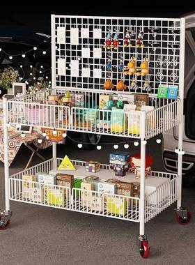 xsz加圆管车摆摊AL100052小推车可折叠冰厚粉甜出品花货架寿司夜