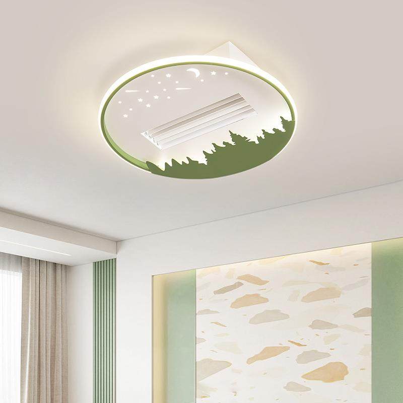 全光灯谱卧室吸顶护542浪眼童儿房无叶风扇灯简约温馨漫卡通房间