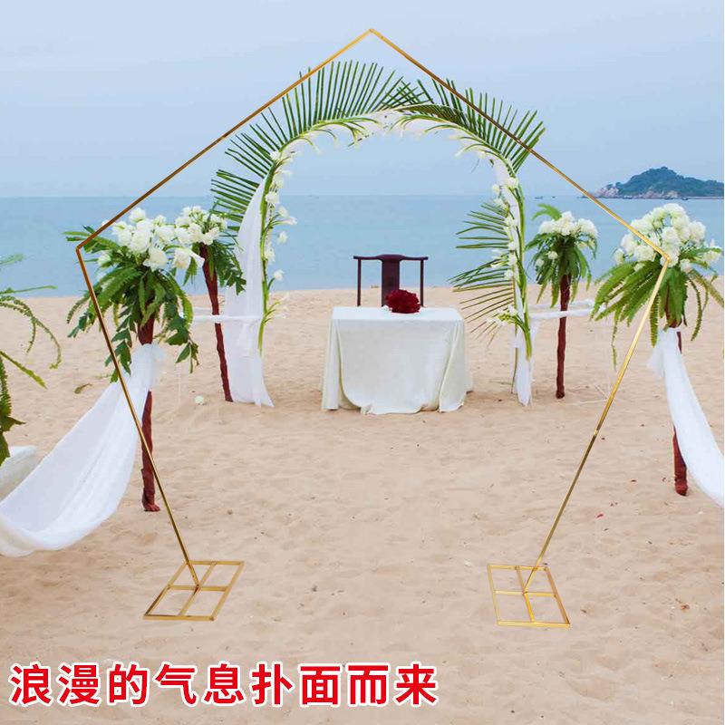 新款庆道形具背架几何铁艺架子婚礼1舞台景装饰布置花架婚五边拱