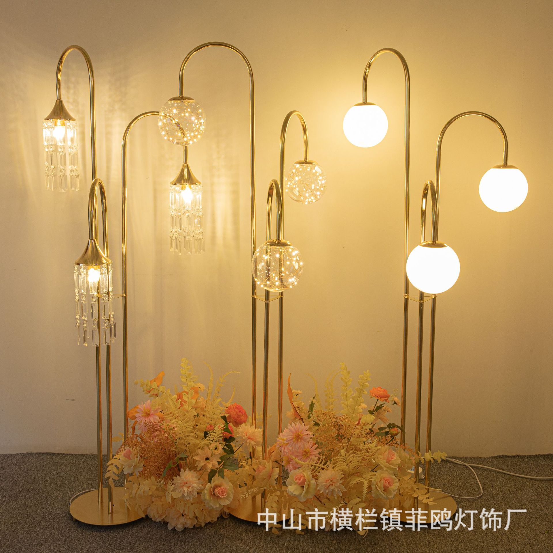 婚庆路引铁艺电镀3头铜丝灯泡