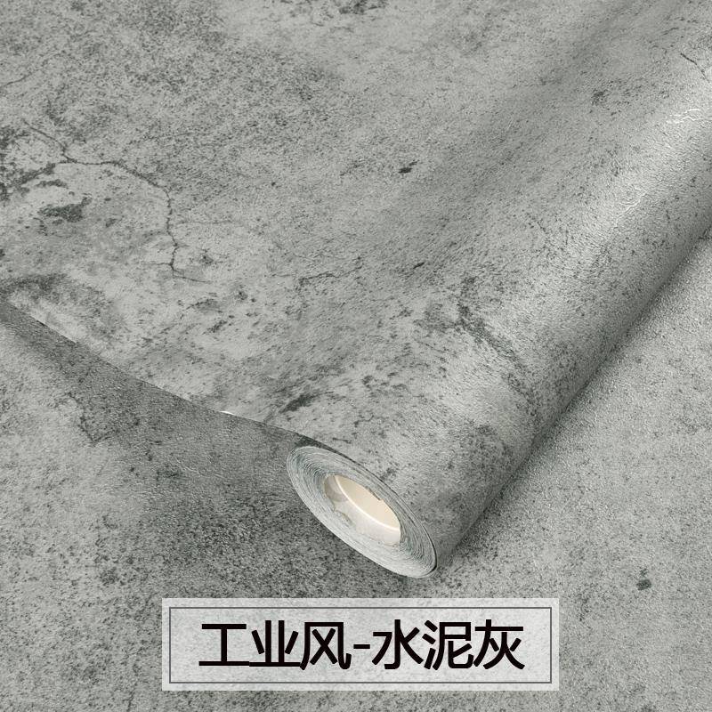 店*网复古工业风墙纸自粘水泥灰壁服咖39纸装理发店宿舍门店装修