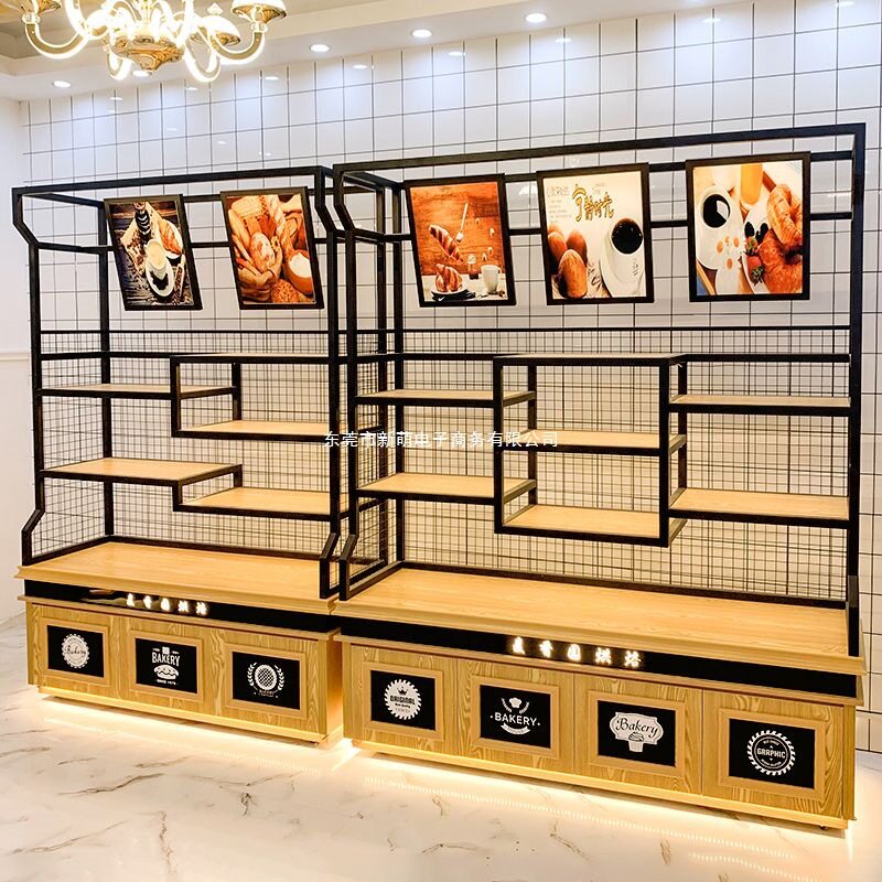 烘焙店实木多层面包展示柜