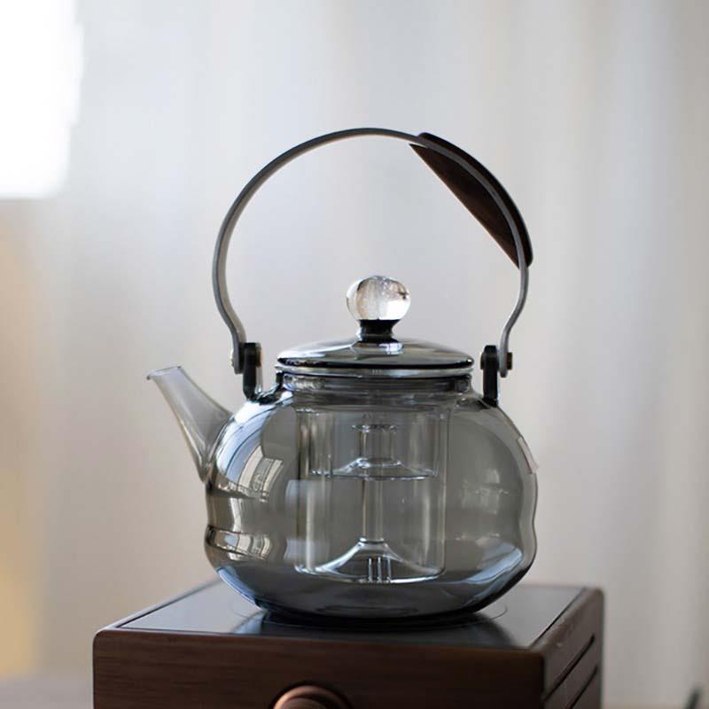 烟灰色星空盖钮壶玻梁璃提壶量640煮茶蒸茶壶一体大容烧水壶