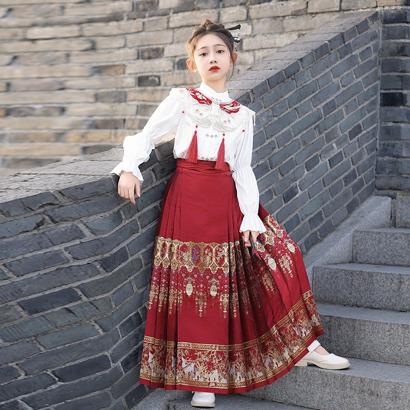 马面裙女童春秋套装2025新款新中式古风大童唐装国风儿童汉服春装