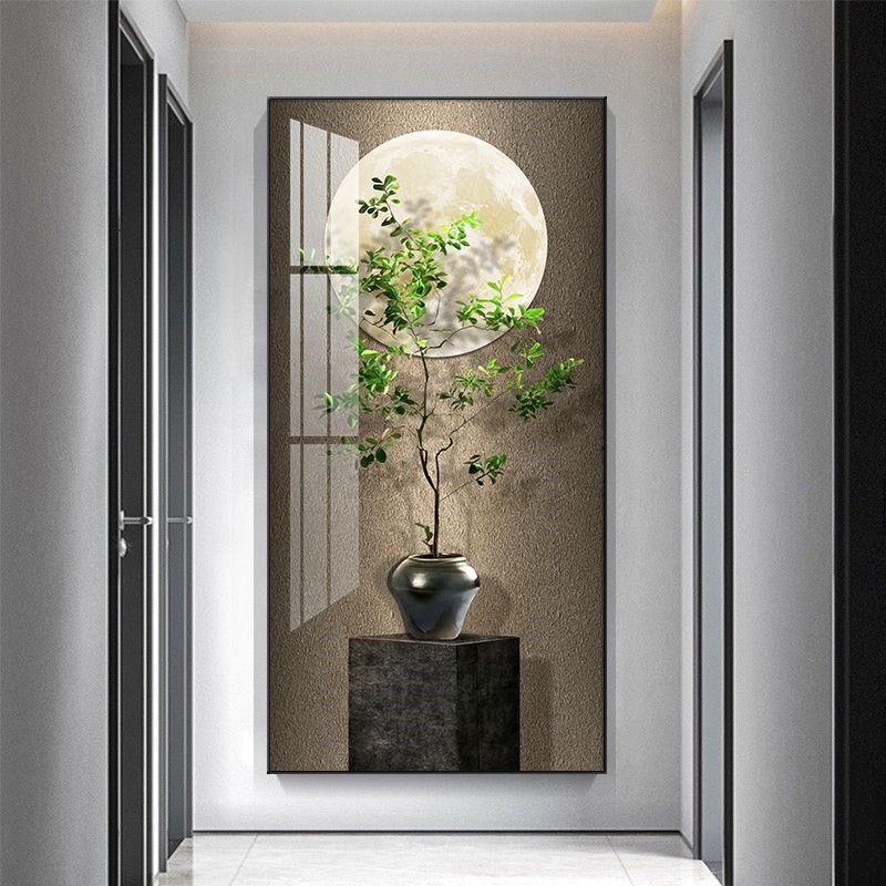 玄关装饰画c新中式高级感入户进门客厅走廊挂画绿植过道背景墙壁