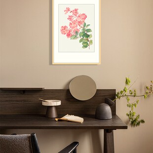 【清马元b驭】海棠花新中式装饰画客厅餐厅玄关卧室沙发背景墙挂