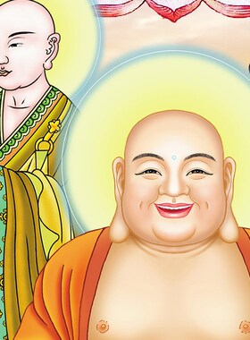 全堂佛菩萨画像挂画横幅家用全佛图装H饰画满堂佛丝绸卷轴画定制