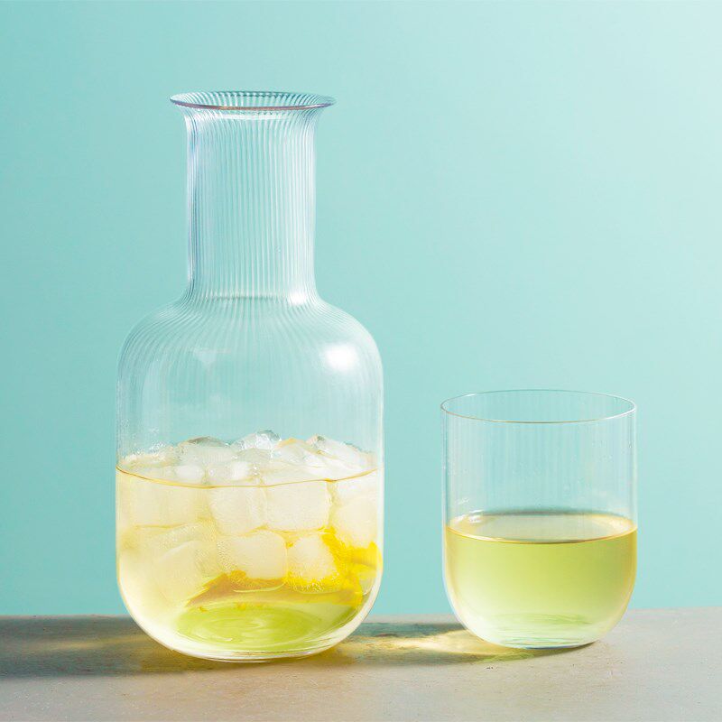 日式竖纹 冷水壶家用耐热t玻璃杯茶壶凉水壶简约凉水杯 一壶一杯