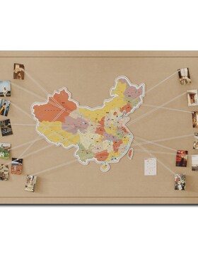 毛毡墙贴中国旅行地图照片墙背景板打卡足L迹办公室客厅装饰画挂