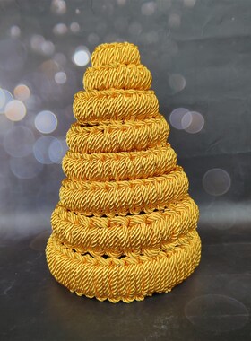 金黄色亮光绳手工编制奇t石葫芦随形底座垫圈花瓶水晶球摆件装饰