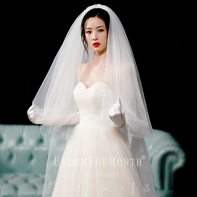 新娘结婚主婚纱头纱超仙森系网红拍照道具长款大拖尾旅拍摄影头纱
