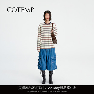COTEMP SHIRT15 25Holiday新款宽松休闲圆领条纹长袖T恤上衣女