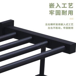 工程酒店浴架间浴巾架加厚304不锈钢T形446挂室方管黑淋浴色毛巾