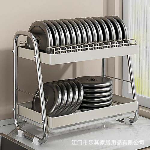 厨房碗碟沥水架台面分层撞色沥碗收纳架家用多功能筷子碗盘沥水架