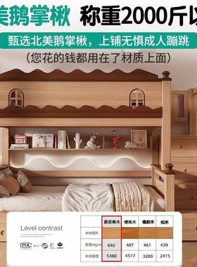 床鹅掌楸童实木儿床双层儿童小户型上下多功CIG能高低子母床两层