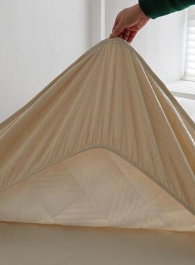 棉麻夹棉加厚床单件罩秋FEO冬季水洗缝床垫保护罩笠床罩防尘绗床