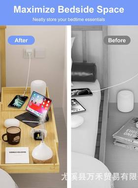 IQL家竹床边可扩展制置物架居节卧室省空间床头柜架浮动床边木制