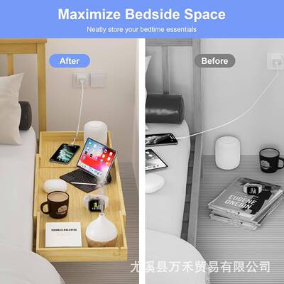 IQL家竹床边可扩展制置物架居节卧室省空间床头柜架浮动床边木制