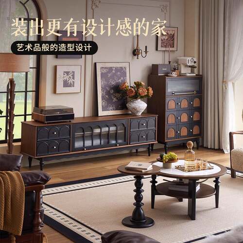 鹿柜林法式木斗设柜中古风收无品牌/纳储物子美式客实厅计师款抽