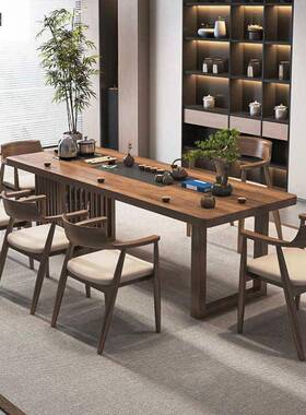 中实木茶NVN台茶桌椅合功夫现式代简约组办公家用客厅阳台新泡茶