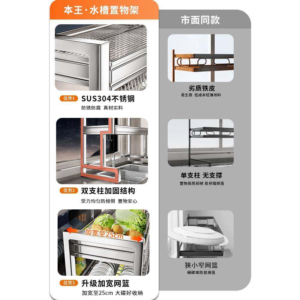 ?34碗纳不锈钢0厨房水槽置物架多功Fhzuruhx能碟收洗碗池上方放碗,厨房/烹饪用具,抹布架/厨房清洁收纳架,淘宝优惠券,粉丝福利购,淘宝优惠卷