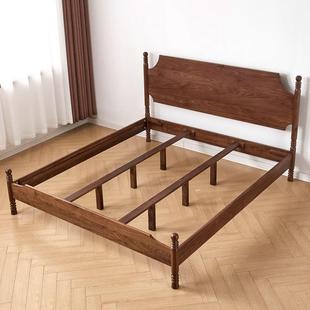 北美黑美胡桃木床式 复古约全实樱桃木双木人床家用婚床简KUN主卧