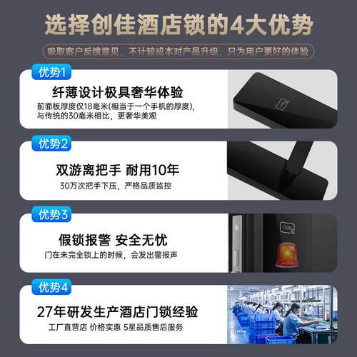 创佳店酒店刷锁出租C17客房门锁公寓锁酒智能锁i卡感应锁酒店c卡