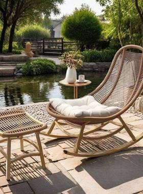 摇摇单人户985椅外藤椅阳台摇椅花园躺家用懒庭人客厅休闲院藤r编