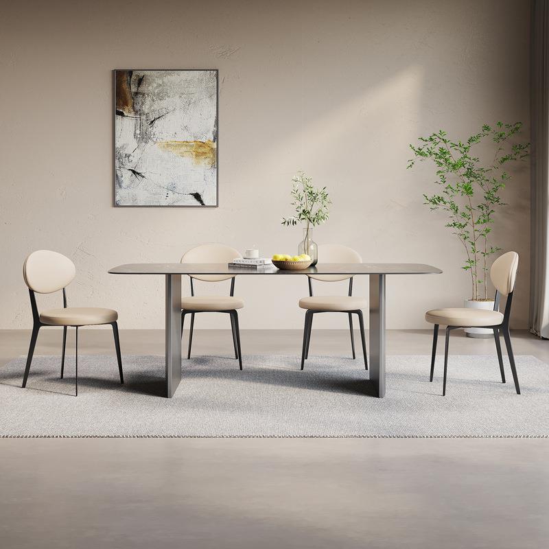 式轻奢洞岩石板意家用饭桌YNX椅小户型德利丰岩板餐桌组合