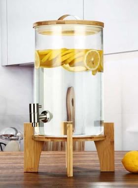 冷水壶家用玻璃带龙加厚汁大量饮料桶耐高温果桶热头水RPZ桶凉水