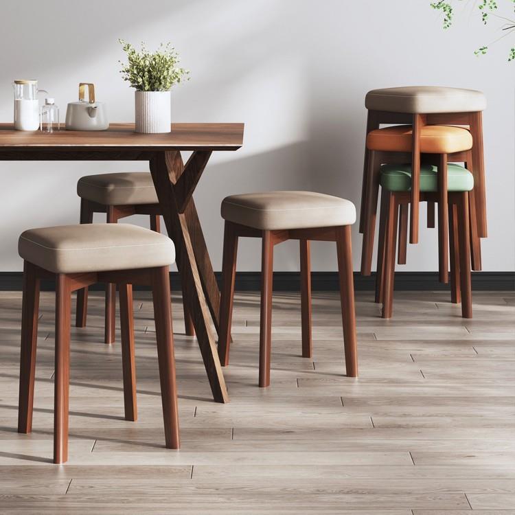 实实木凳子凳家用加厚OAI可叠放餐不占空间的高餐饮结桌耐用软包