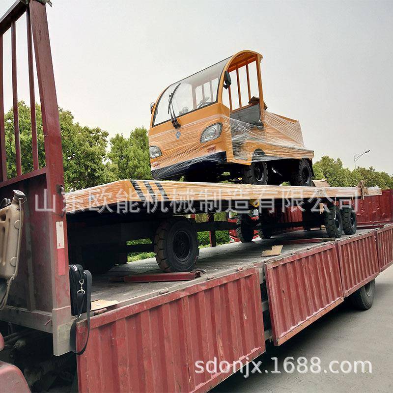 QAV牵周转车板大吨位重型物搬运车叉车牵引式平拖车可移货引动