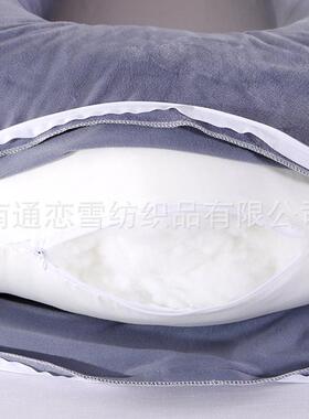 水晶绒大直筒孕HOA妇枕可多洗功能腰侧睡枕厂拆家Am护azon供货