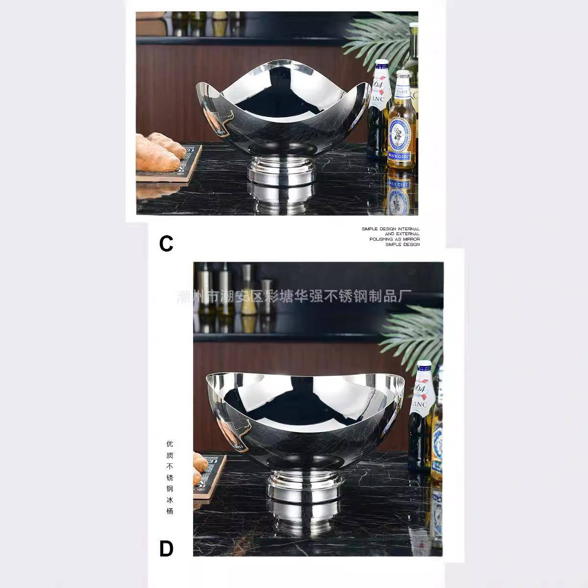 爆款境现不货锈钢高档香槟盆酒吧K跨TV会聚冰镇啤酒香槟红酒EPD冰