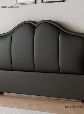 床头软包05新款2式ZRF轻奢一体落地法简2约猫爪皮奶油风双人床头