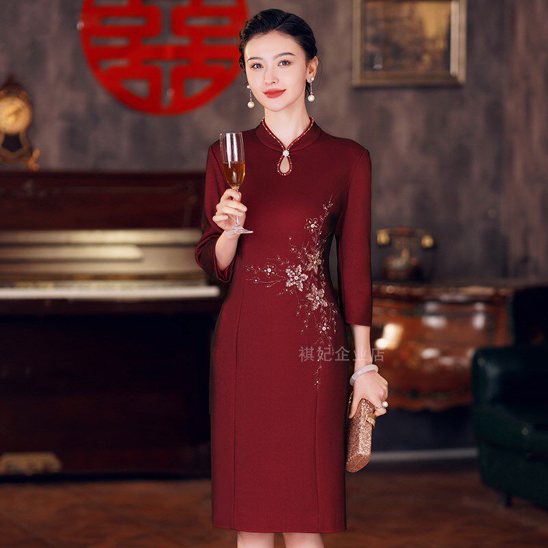十一儿子结婚礼妈妈礼服高贵2024新款秋大码喜服旗袍喜婆婆婚宴装