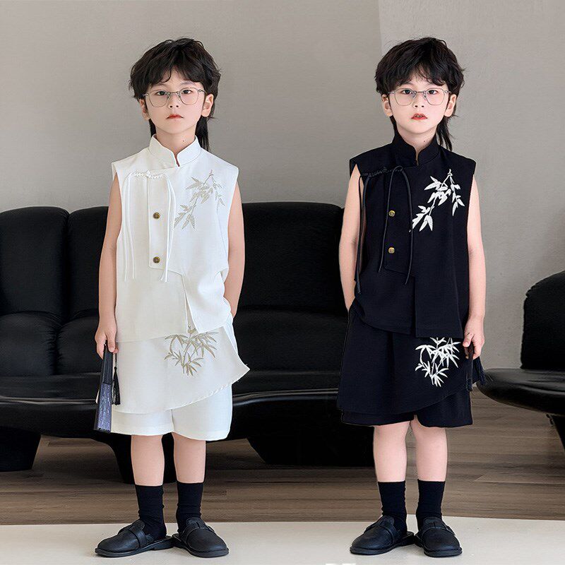 男童礼服夏季休闲儿童汉服中式国风短袖新款帅气生日婚礼演出服