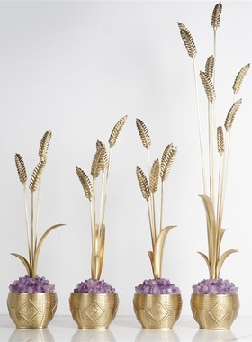 紫水晶聚宝盆招财装饰品客厅入户玄关五L谷丰收麦穗新居乔迁摆件