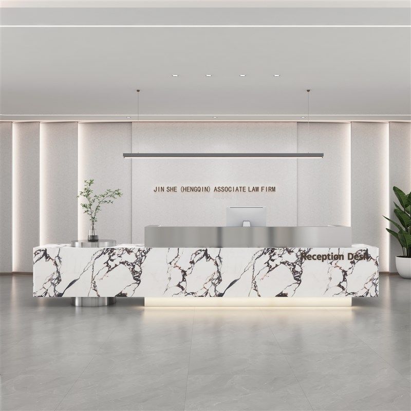 公司办公室前台接待台酒店大堂售楼部吧J台桌大理石岩板收银台定