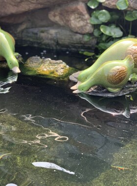 户外陶瓷c动物可爱鸭子喝水摆件庭院花园水池鱼池水景装饰造景布