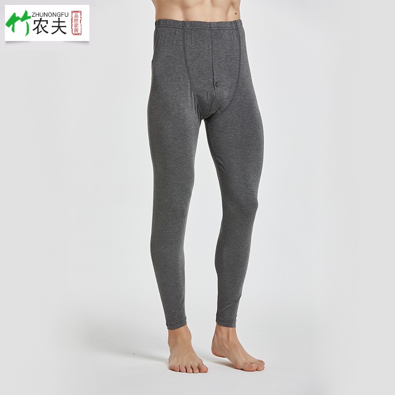 竹纤维秋裤男士秋冬薄款宽松中老年保暖裤线裤衬裤打底加肥加大码