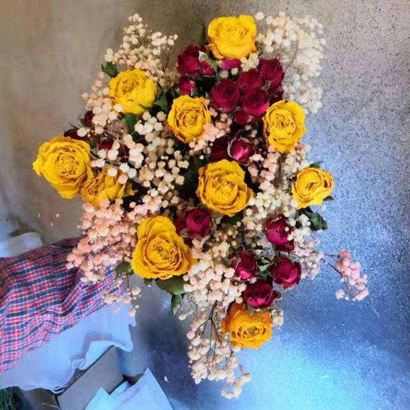 云南干花真花玫瑰A客厅装饰配花花束