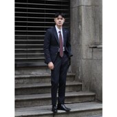 套 西服两件式 英伦覆古戗驳领条纹上班通勤新郎结婚婚礼 商务修身