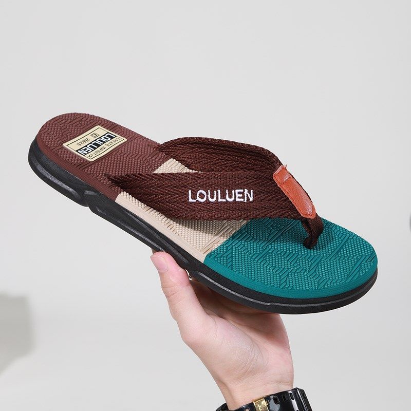 夏季外穿运动防滑耐磨人字拖男防臭夹脚拖鞋M户外时尚沙滩人字拖-