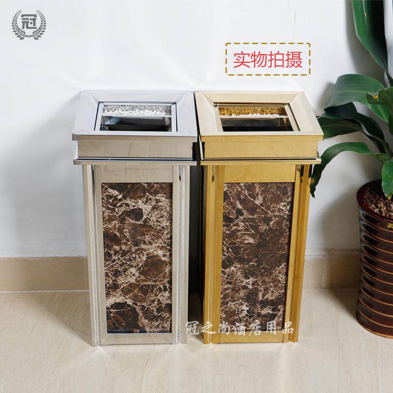 四菱角座地烟灰桶不锈钢电梯口楼道过道KTV宾馆酒店大理石垃圾桶