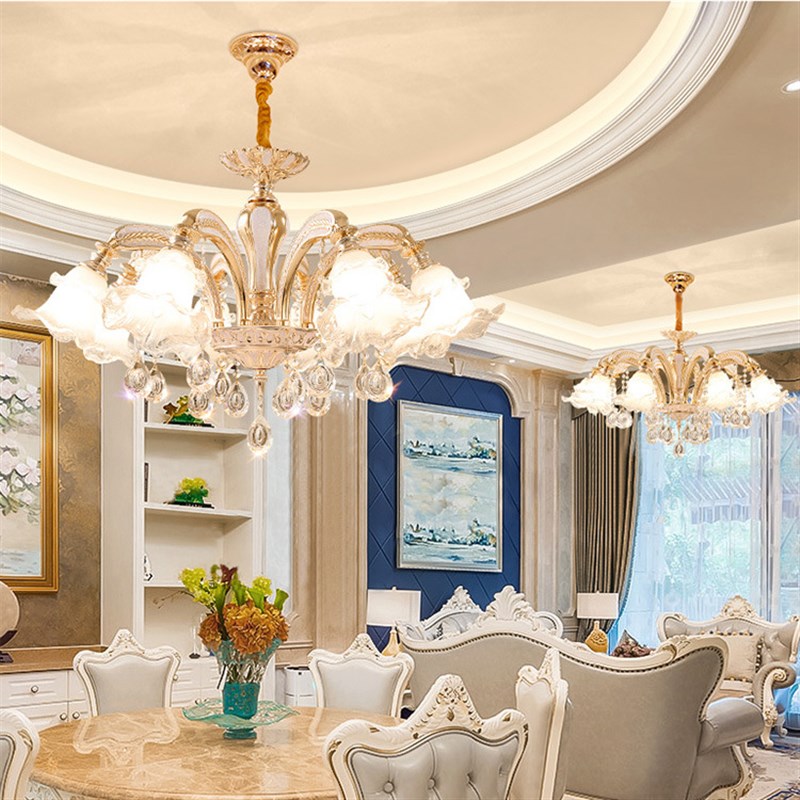 欧式吊灯客厅大气奢华家用卧室水晶灯锌合金别墅餐厅现代简约灯具