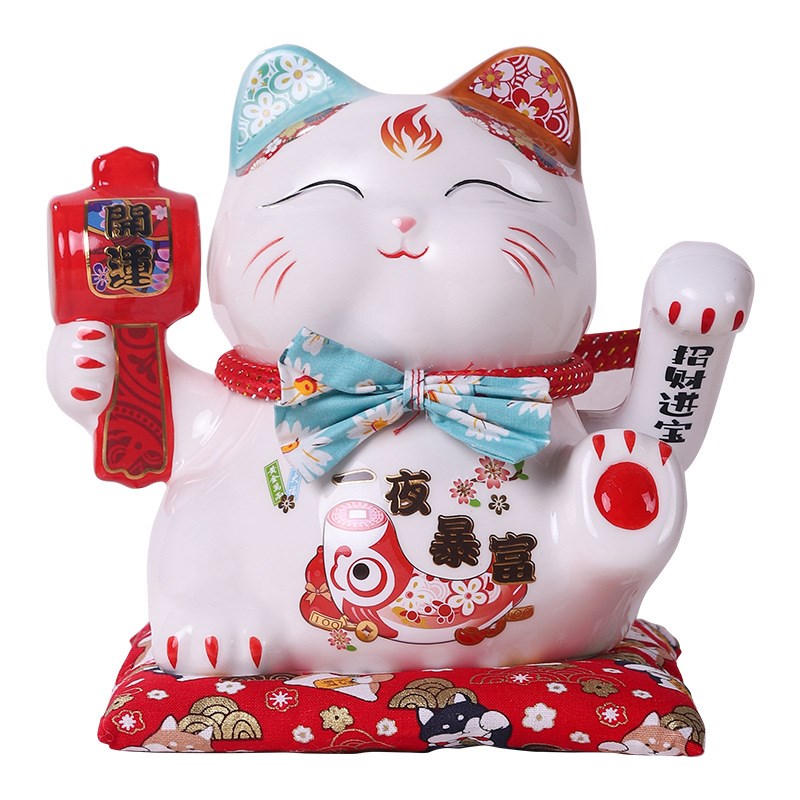 招财猫陶瓷摇手大摆件开业大小号店铺收银台家居客厅礼品自动招手