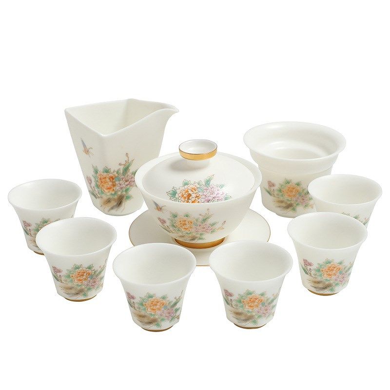 素烧羊脂玉盖碗三才泡茶工具茶道配件喝茶艺茶具中式高级泡茶盏杯,餐饮具,茶杯,淘宝优惠券,粉丝福利购,淘宝优惠卷