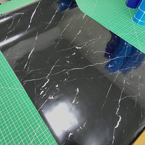 黑色大理石鱼缸石纹贴纸水族箱带胶自粘造景加厚装饰鱼缸贴