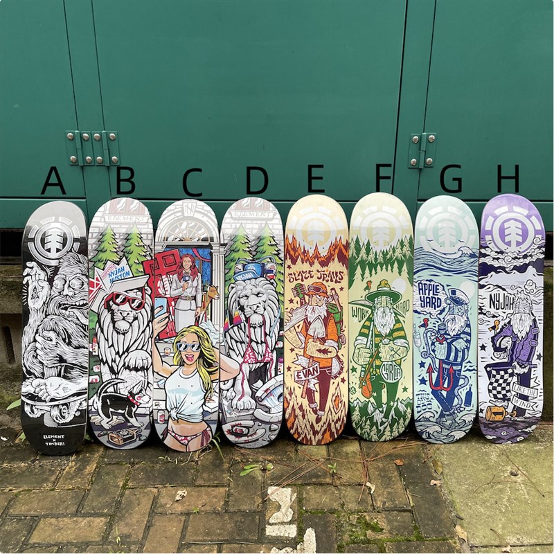 Element 8.0/8.125/8.25英寸滑板双翘加拿大枫木板面甲板染色元素